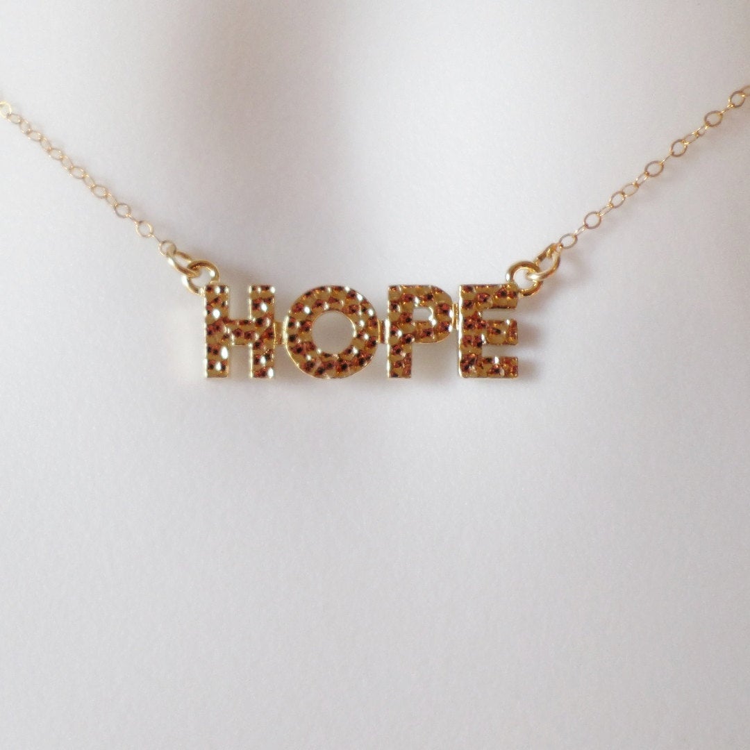 Gold Hope Necklace - Gold Hope Word Necklace - Hope Necklace - Gold Necklace - Tiny Necklace