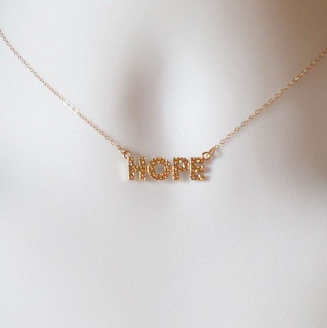 Gold Hope Necklace - Gold Hope Word Necklace - Hope Necklace - Gold Necklace - Tiny Necklace