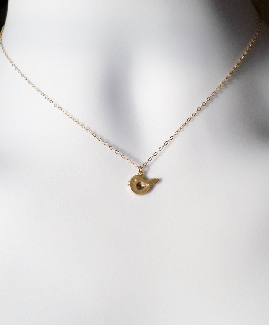 Gold Bird Necklace - Tiny Gold Bird Necklace, Gold Filled Necklace, Modern Bird Necklace, Christmas Gift