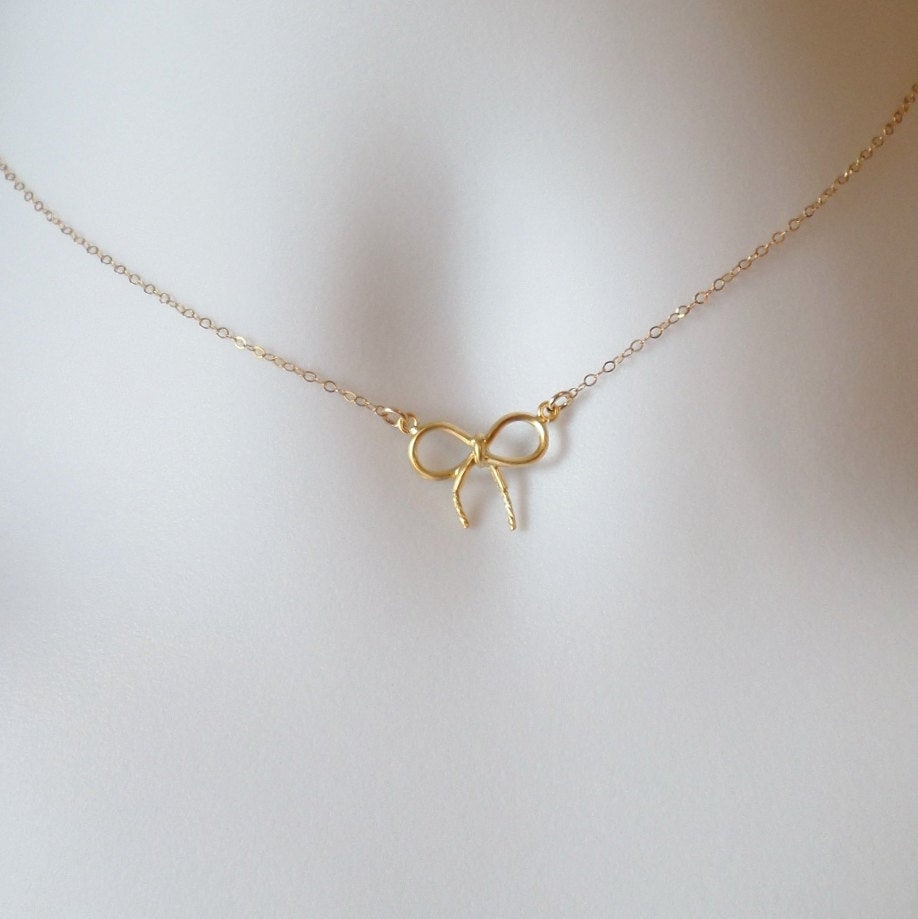 Gold Bow Necklace - Dainty Bow Necklace - Tiny Bow Necklace Necklace - Minimalistic and Modern Necklace