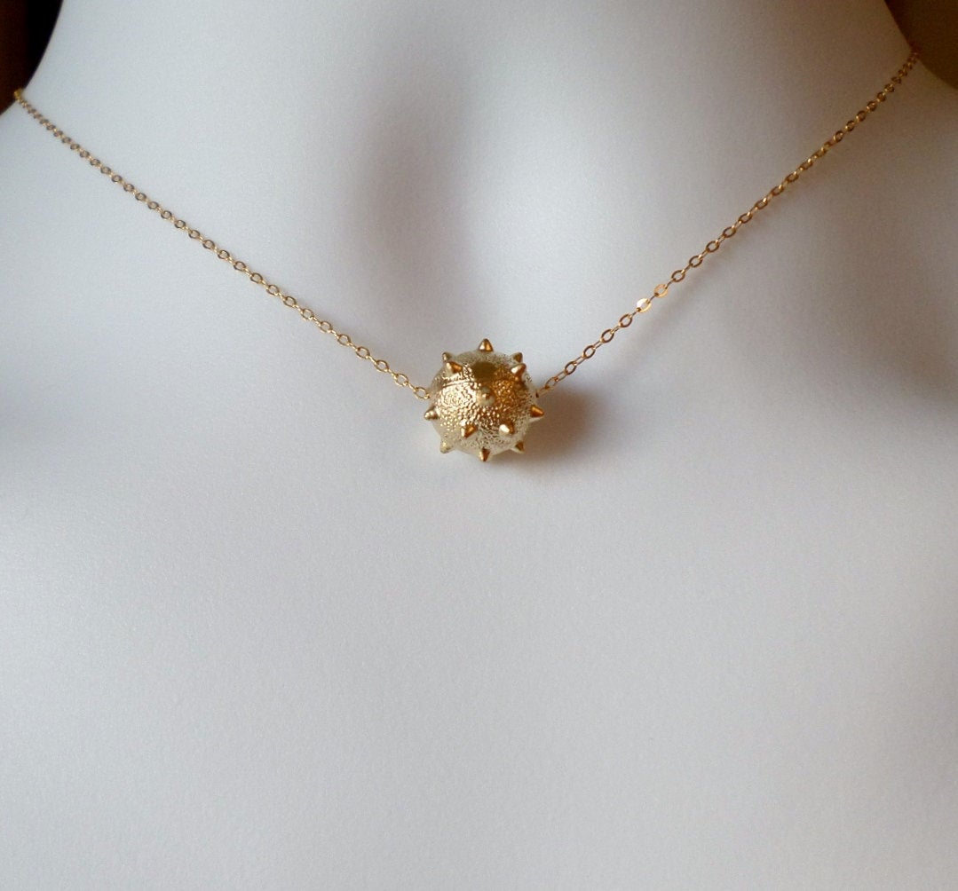 Gold Studded Ball Necklace - Gold Ball Necklace - Tiny Gold Ball Necklace -  Christmas Gift