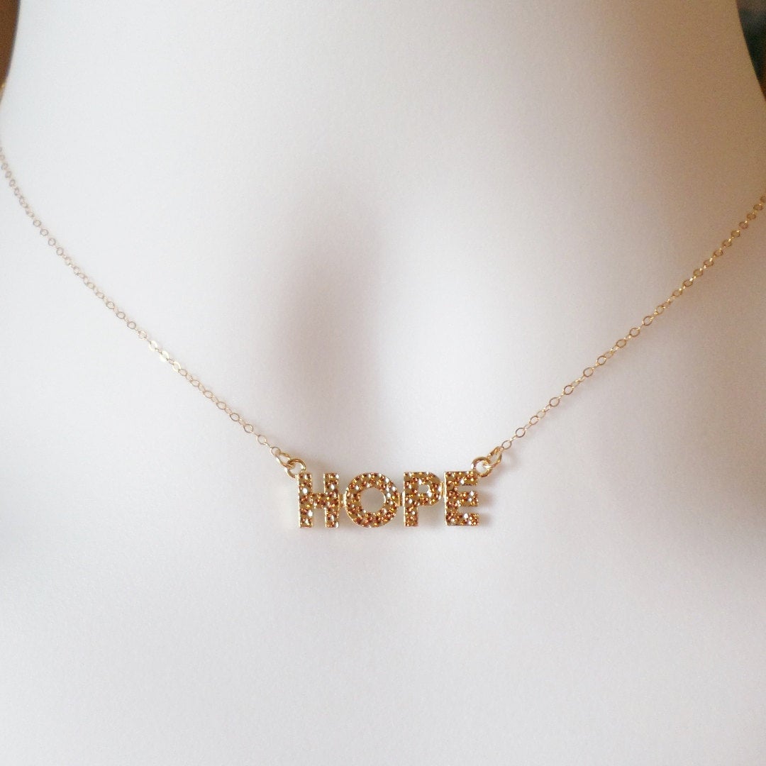 Gold Hope Necklace - Gold Hope Word Necklace - Hope Necklace - Gold Necklace - Tiny Necklace