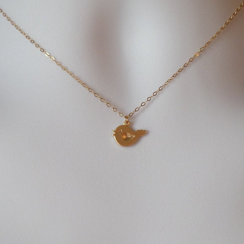 Gold Bird Necklace - Tiny Gold Bird Necklace, Gold Filled Necklace, Modern Bird Necklace, Christmas Gift