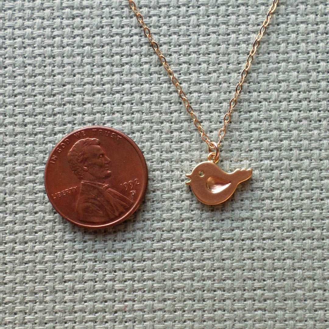 Gold Bird Necklace - Tiny Gold Bird Necklace, Gold Filled Necklace, Modern Bird Necklace, Christmas Gift