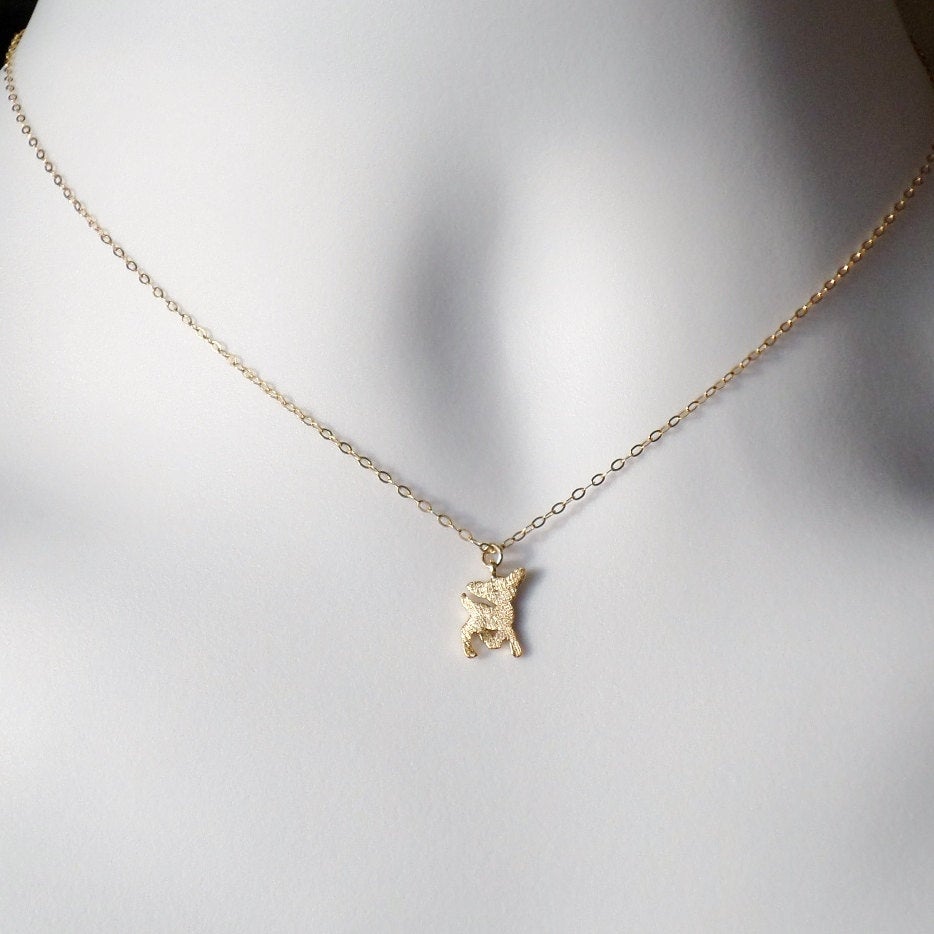 Gold Deer Necklace - Tiny Deer Necklace - Tiny Gold Deer Necklace - Bridal Gifts - Christmas Gifts - Animal Jewelry