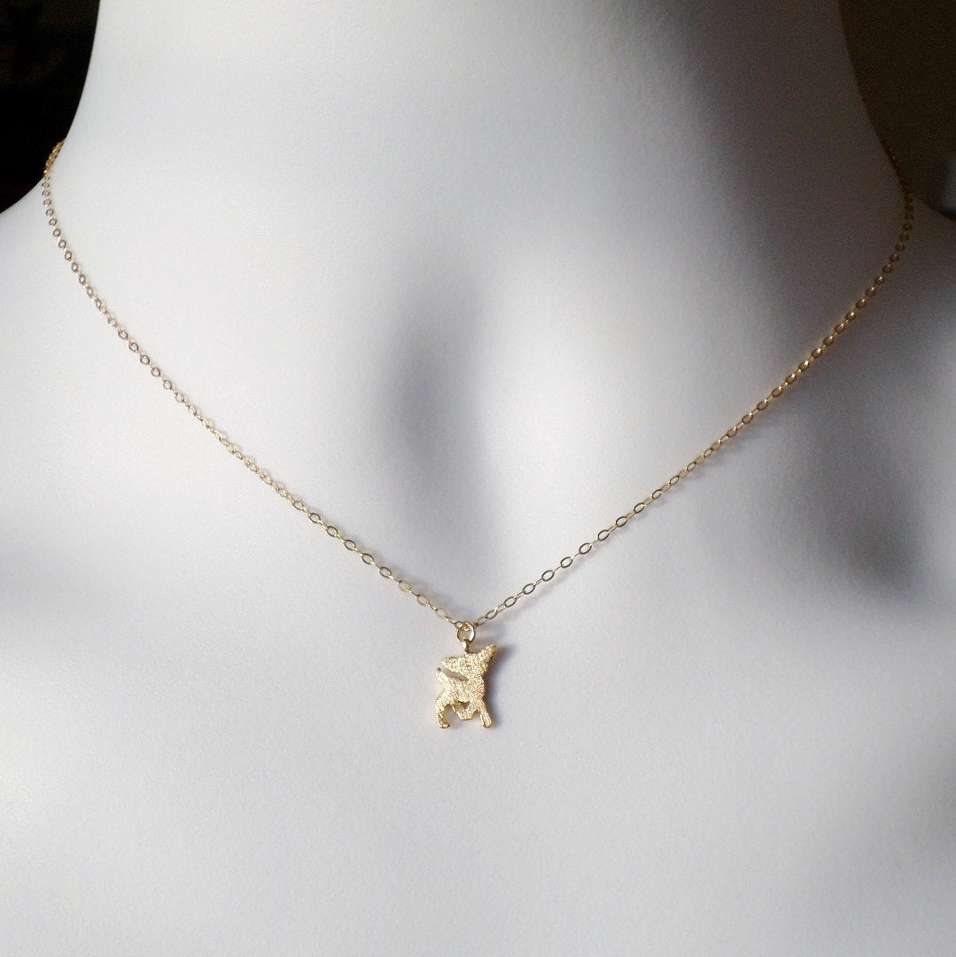 Gold Deer Necklace - Tiny Deer Necklace - Tiny Gold Deer Necklace - Bridal Gifts - Christmas Gifts - Animal Jewelry