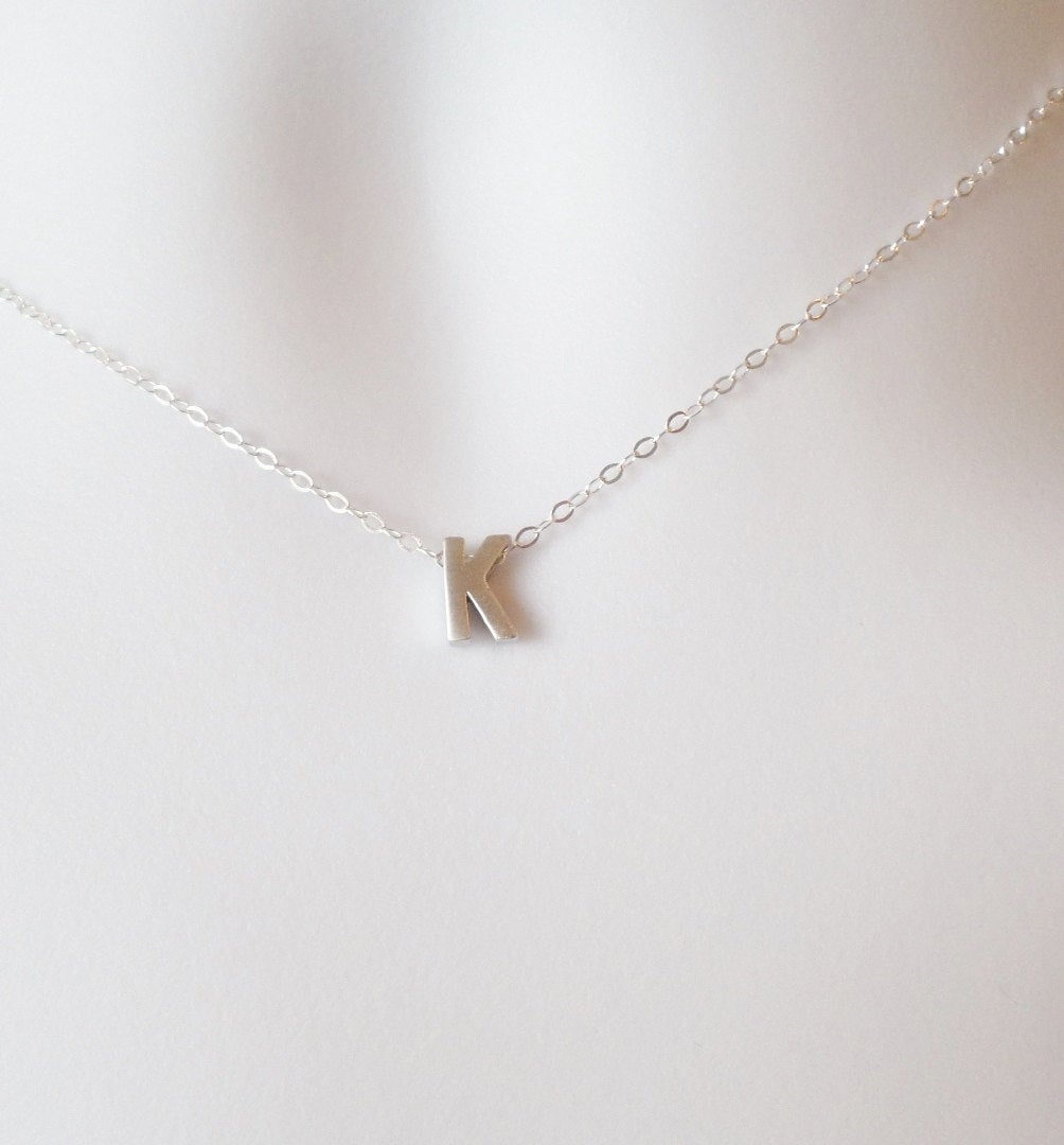 Tiny Silver Initial Necklace - Silver Initial Necklace - Personalized Jewelry, Monogram Necklace, Sterling Silver Necklace - Christmas Gift