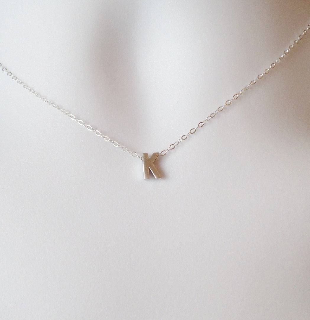 Tiny Silver Initial Necklace - Silver Initial Necklace - Personalized Jewelry, Monogram Necklace, Sterling Silver Necklace - Christmas Gift