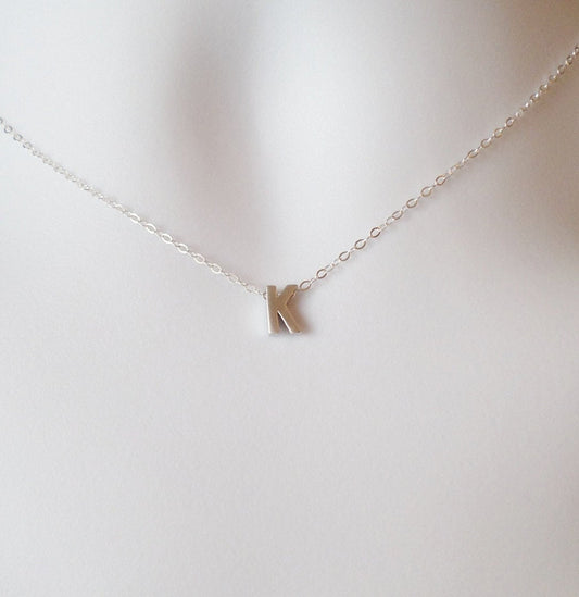 Tiny Silver Initial Necklace - Silver Initial Necklace - Personalized Jewelry, Monogram Necklace, Sterling Silver Necklace - Christmas Gift