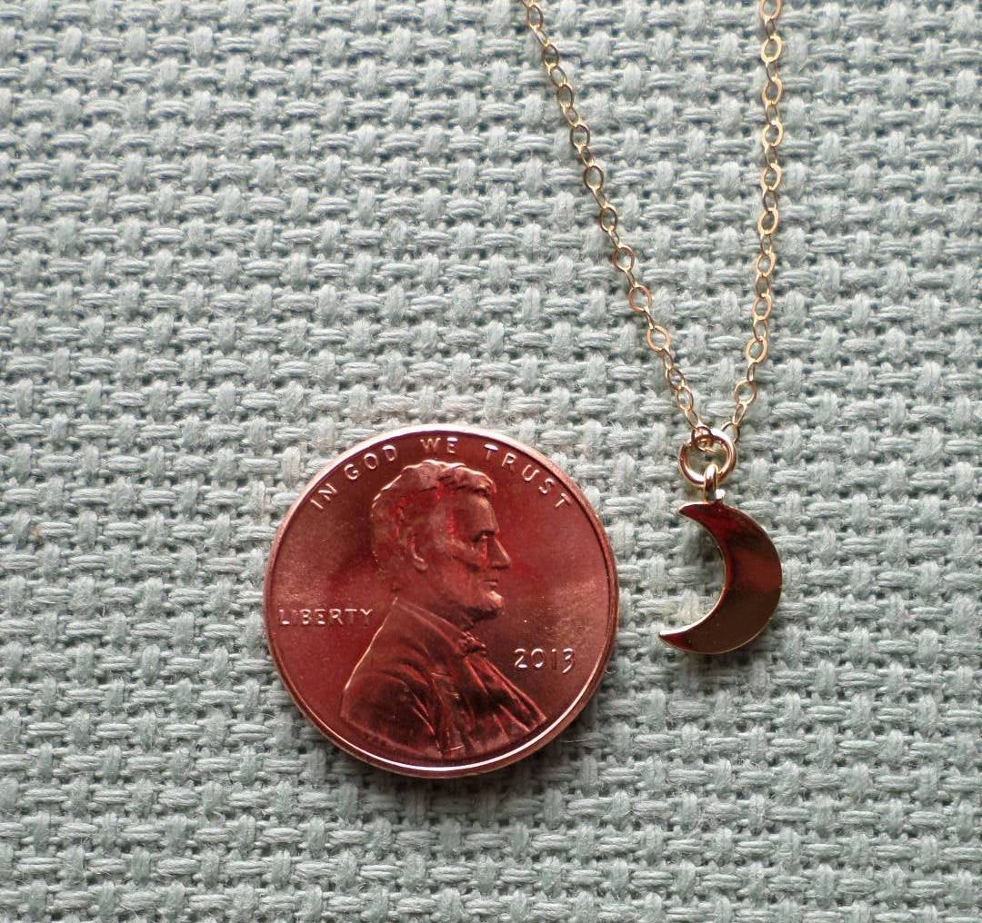 Tiny Flat Gold Moon Necklace - Crescent Moon Necklace - Gold Filled Moon Necklace - Small Moon Necklace