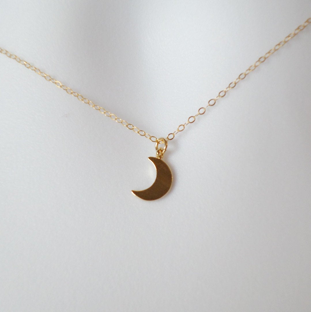 Tiny Flat Gold Moon Necklace - Crescent Moon Necklace - Gold Filled Moon Necklace - Small Moon Necklace