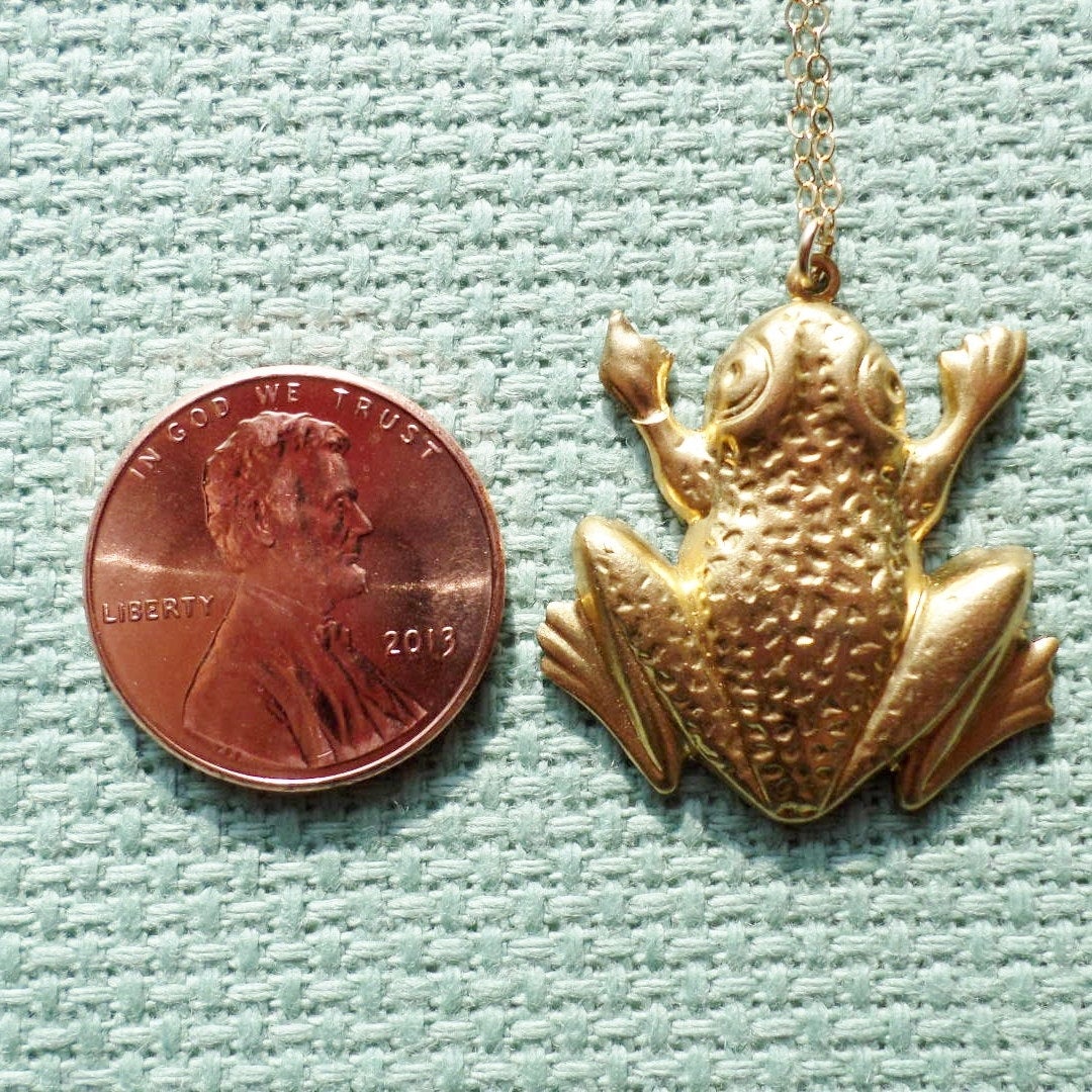 Gold Frog Necklace - Frog Necklace, Gold Filled Necklace, Animal Jewelry, Christmas Gift, Steampunk Jewelry