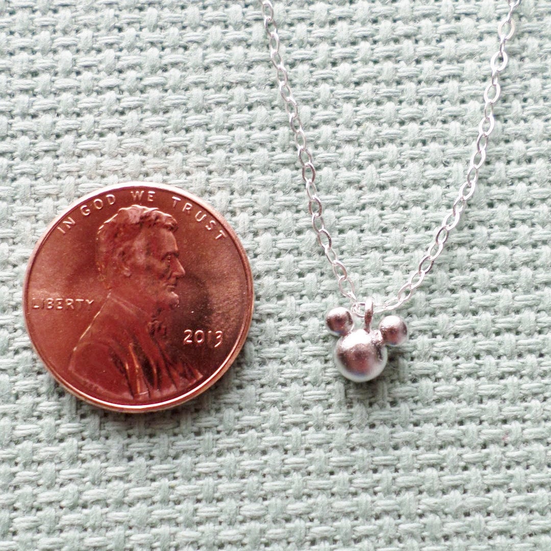 Silver Mouse Necklace - Super Tiny Silver Mouse Necklace, Sterling Silver Necklace, bridesmaid gifts, grey, white, silver, Christmas Gift