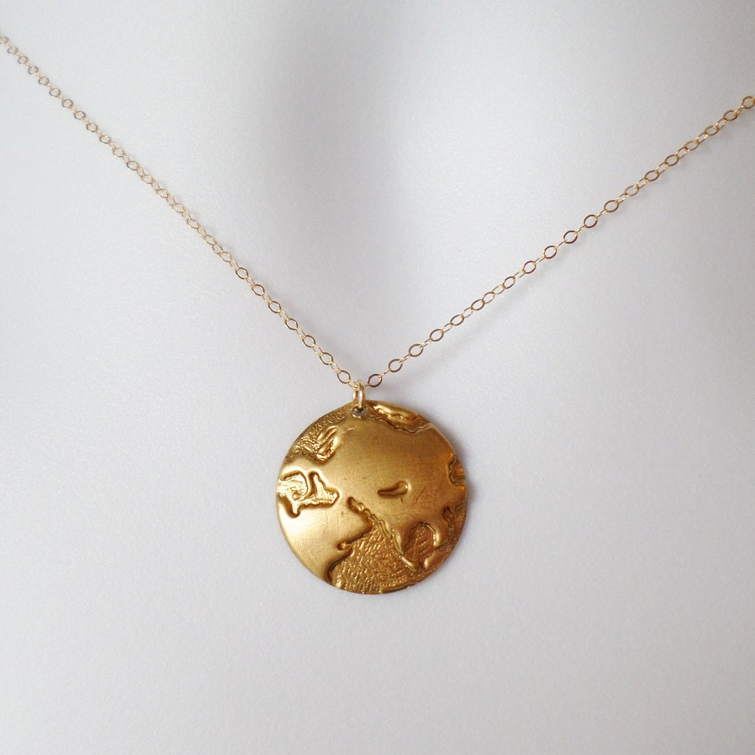 Gold Globe Necklace - Gold Round 1/2 Globe Charm Necklace - European Gold Necklace - Gold Necklace - Christmas Gifts