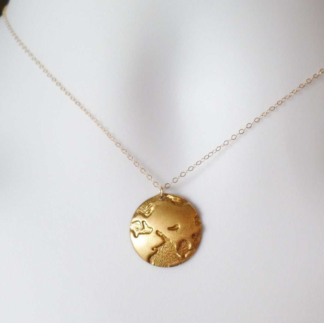 Gold Globe Necklace - Gold Round 1/2 Globe Charm Necklace - European Gold Necklace - Gold Necklace - Christmas Gifts