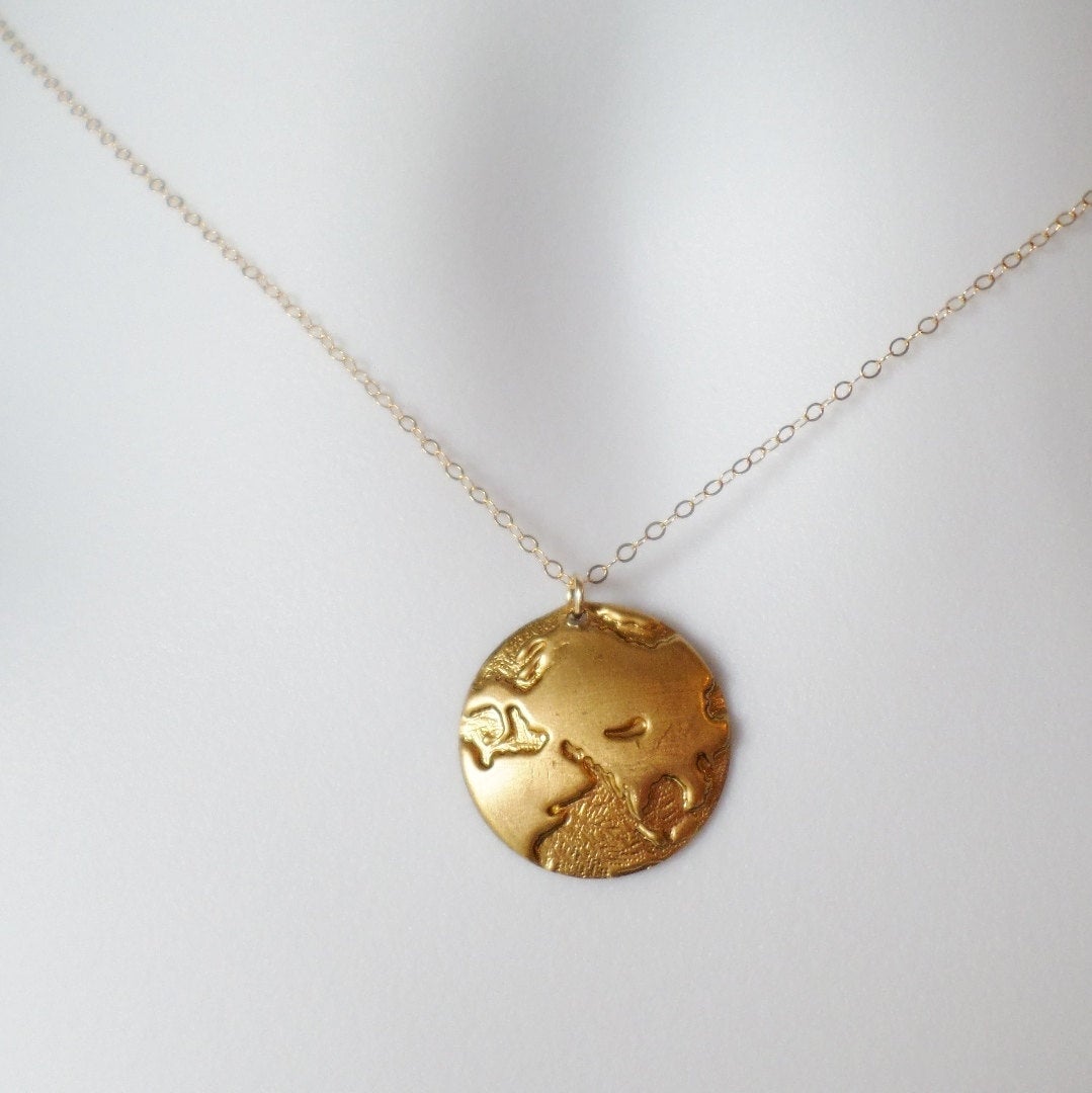 Gold Globe Necklace - Gold Round 1/2 Globe Charm Necklace - European Gold Necklace - Gold Necklace - Christmas Gifts