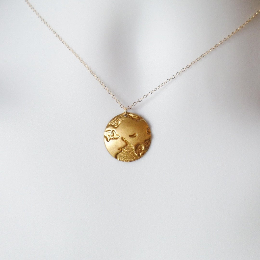 Gold Globe Necklace - Gold Round 1/2 Globe Charm Necklace - European Gold Necklace - Gold Necklace - Christmas Gifts