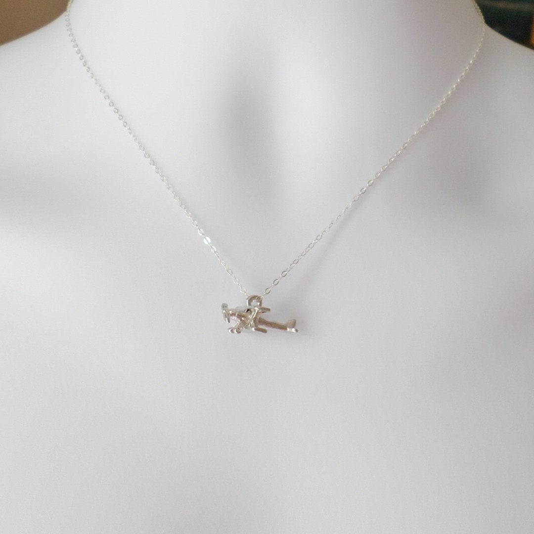 Silver Airplane Necklace - Small Airplane Necklace - Paper Airplane Necklace - Sterling Silver Necklace - Bridal Gift - Christmas Gift