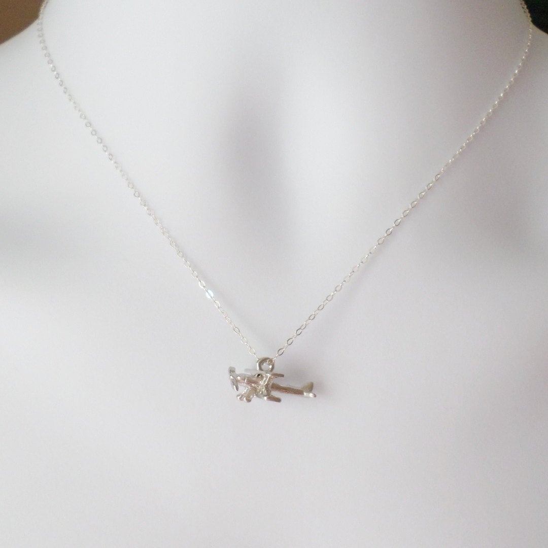 Silver Airplane Necklace - Small Airplane Necklace - Paper Airplane Necklace - Sterling Silver Necklace - Bridal Gift - Christmas Gift