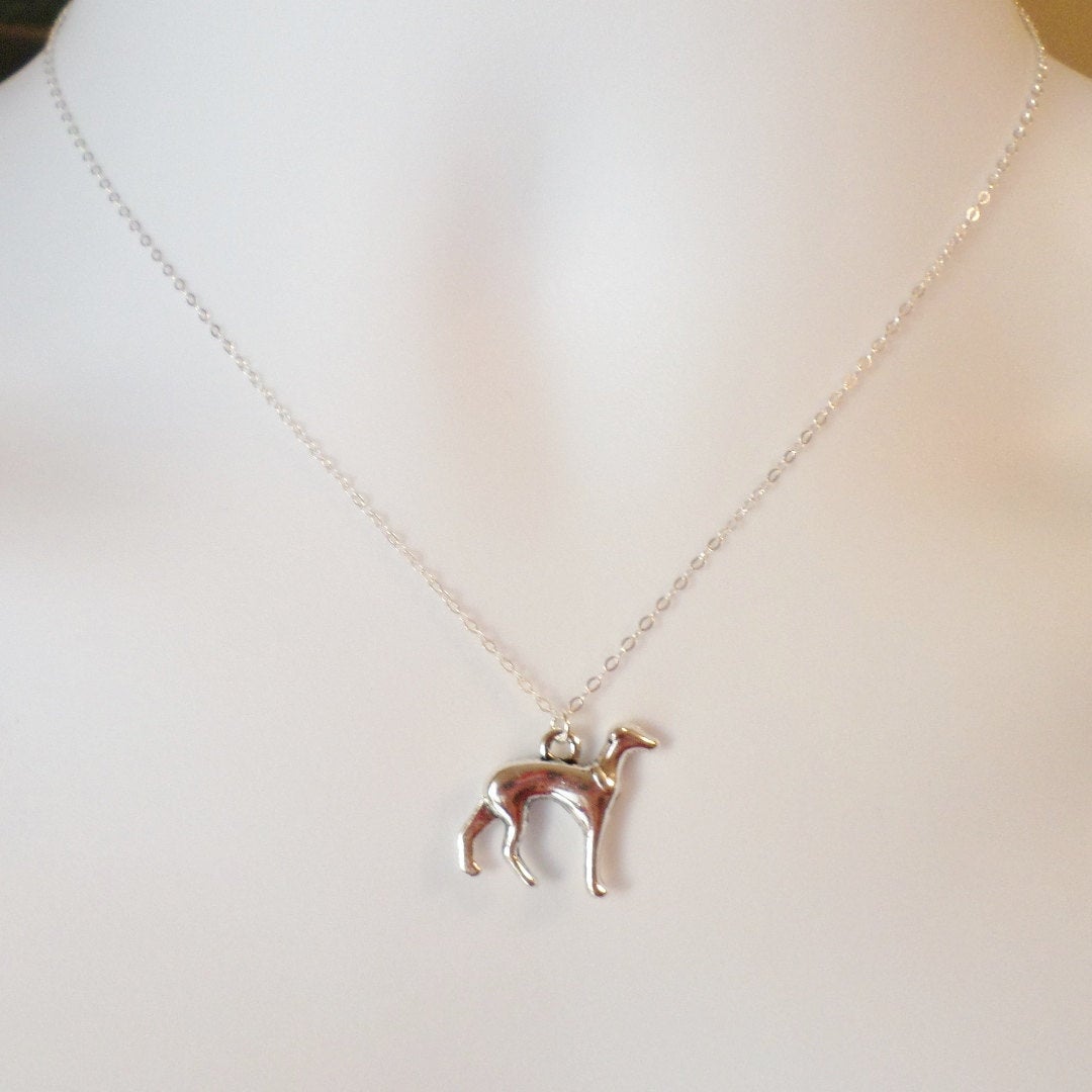 Silver Greyhound or Whippet Necklace - Sterling Silver Dog Necklace - Animal Jewelry - Greyhound or Whippet Necklace