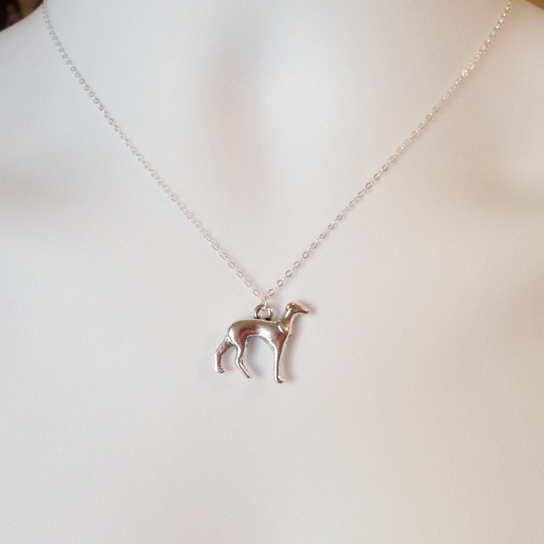 Silver Greyhound or Whippet Necklace - Sterling Silver Dog Necklace - Animal Jewelry - Greyhound or Whippet Necklace