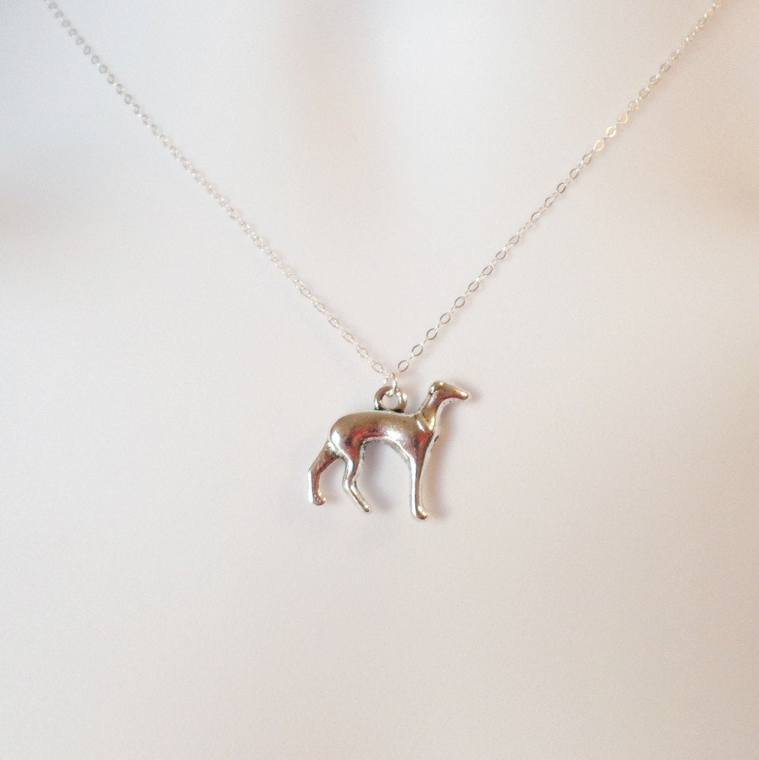 Silver Greyhound or Whippet Necklace - Sterling Silver Dog Necklace - Animal Jewelry - Greyhound or Whippet Necklace