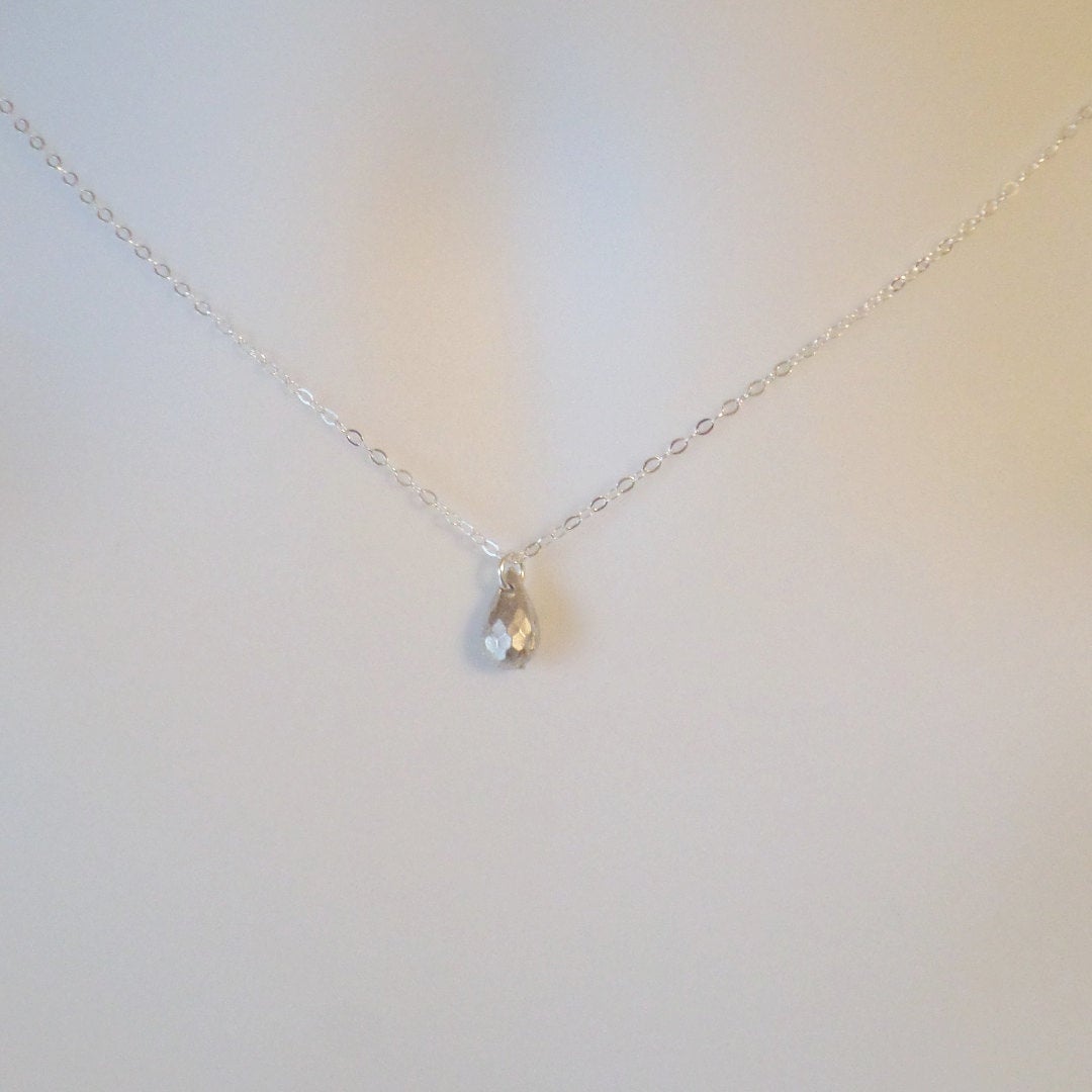 Silver Drop Necklace - Silver Ball Necklace - Sterling Silver Necklace - Tiny Necklace - Christmas Gift - Mothers Day Gift