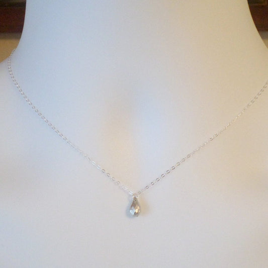 Silver Drop Necklace - Silver Ball Necklace - Sterling Silver Necklace - Tiny Necklace - Christmas Gift - Mothers Day Gift