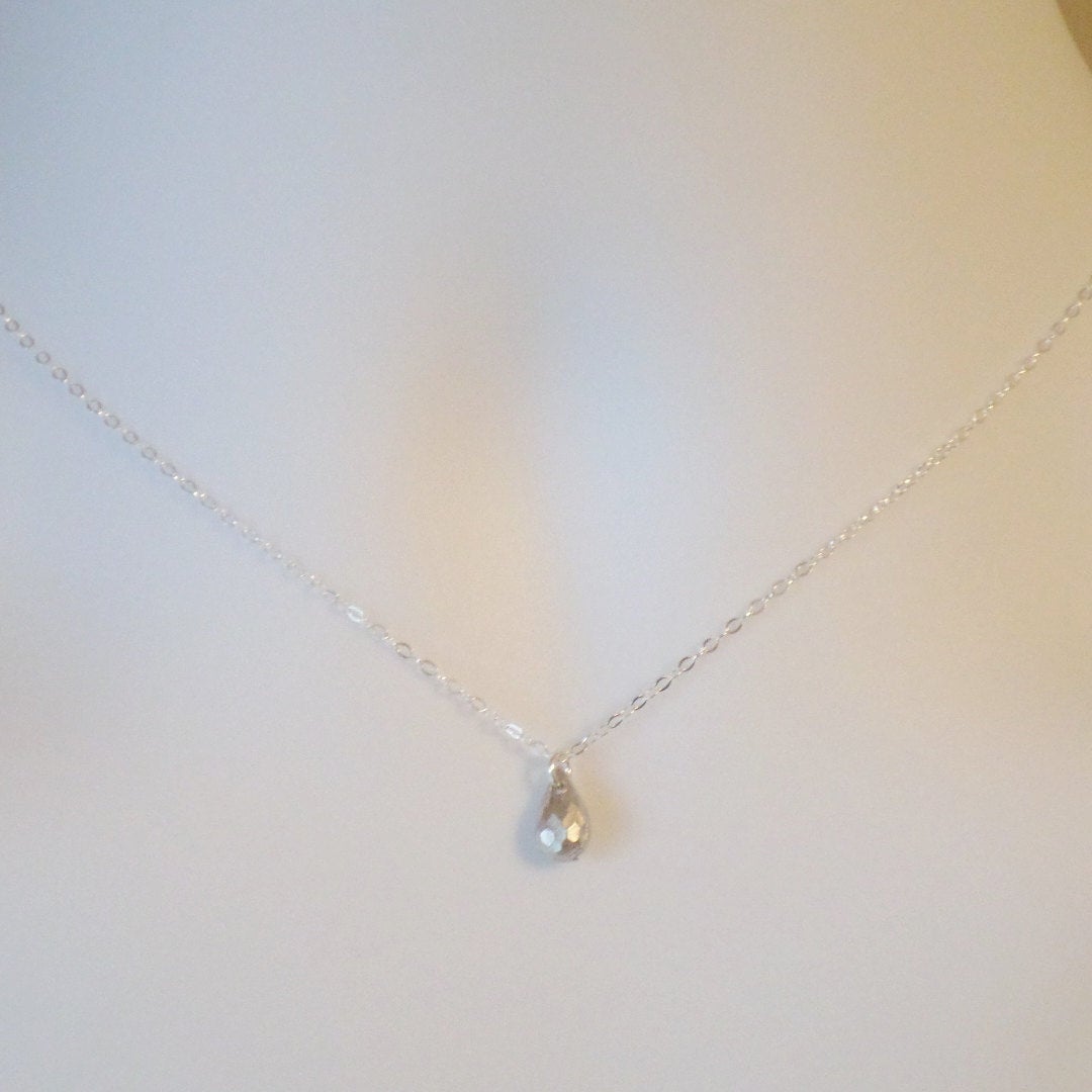 Silver Drop Necklace - Silver Ball Necklace - Sterling Silver Necklace - Tiny Necklace - Christmas Gift - Mothers Day Gift