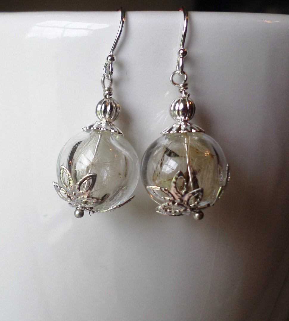 Wish Earrings - Silver Dandelion Earrings - Dandelion Seed Earrings - Sterling Silver Earrings, Bridal Gifts, Christmas Gifts