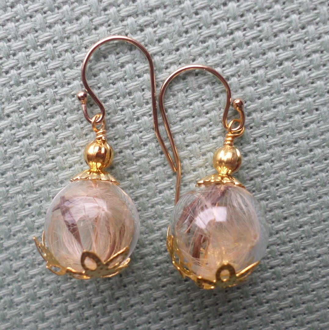 Wish Earrings - Gold Dandelion Earrings - Dandelion Seed Earrings - Gold Filled Earrings, Bridal Gifts, Christmas Gifts