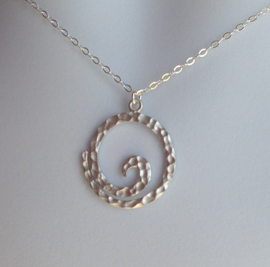 Hammered Circle Pendant Necklace - Silver Circle Necklace, Sterling Silver Necklace, bridesmaid gifts, Christmas Gift