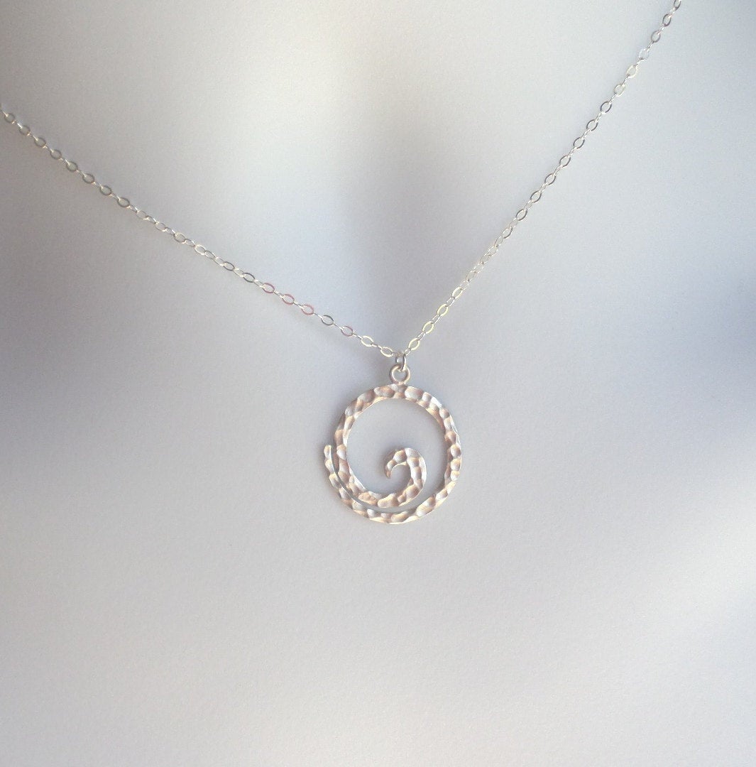 Hammered Circle Pendant Necklace - Silver Circle Necklace, Sterling Silver Necklace, bridesmaid gifts, Christmas Gift