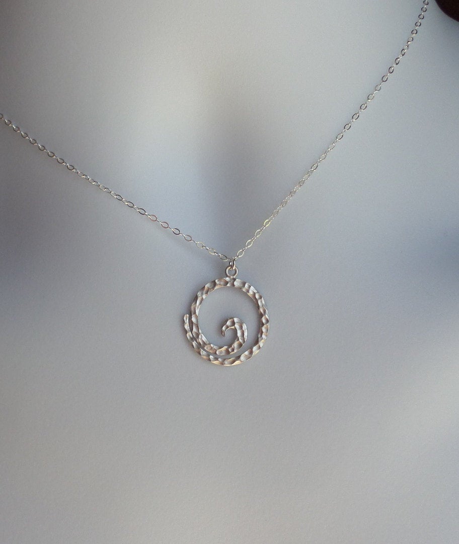 Hammered Circle Pendant Necklace - Silver Circle Necklace, Sterling Silver Necklace, bridesmaid gifts, Christmas Gift