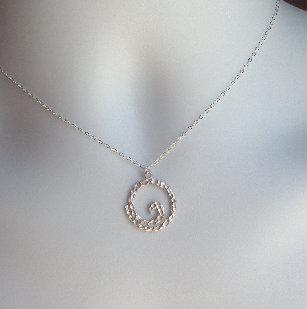 Hammered Circle Pendant Necklace - Silver Circle Necklace, Sterling Silver Necklace, bridesmaid gifts, Christmas Gift