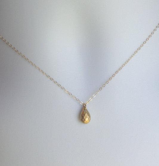 Teardrop Necklace - Gold Drop Necklace - Tiny Gold Drop Necklace, Gold Filled Necklace, bridesmaid gifts, Wedding, Mothers Day Gift