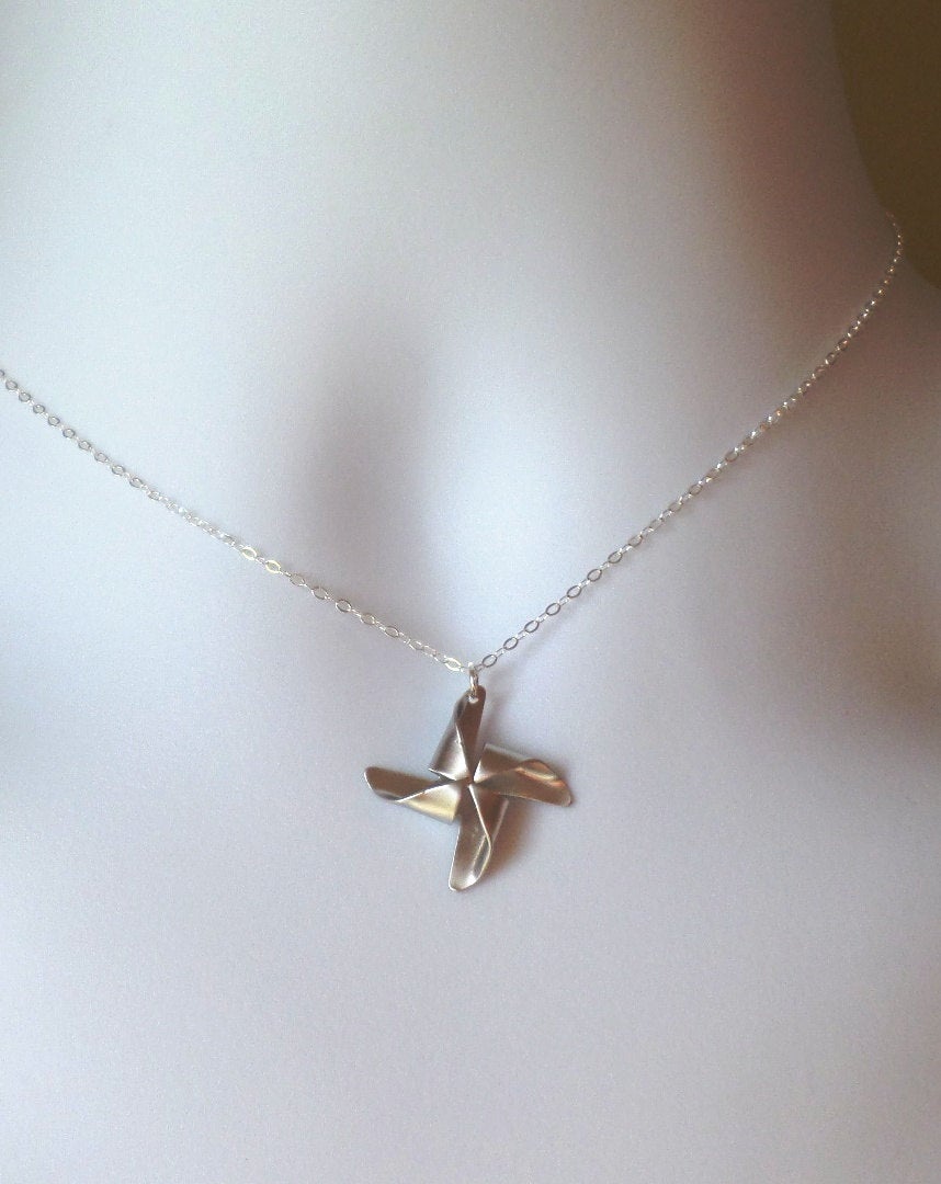 Pinwheel Necklace - Sterling Silver Pinwheel Necklace - Sterling Silver Jewelry - Christmas Gift