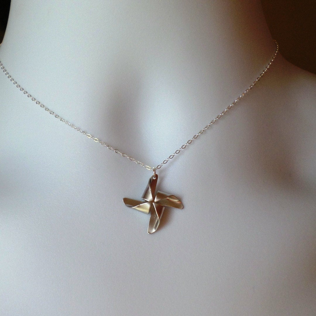 Pinwheel Necklace - Sterling Silver Pinwheel Necklace - Sterling Silver Jewelry - Christmas Gift