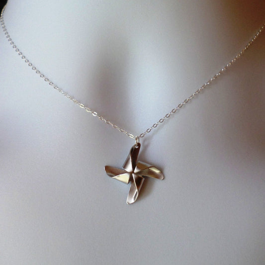 Pinwheel Necklace - Sterling Silver Pinwheel Necklace - Sterling Silver Jewelry - Christmas Gift