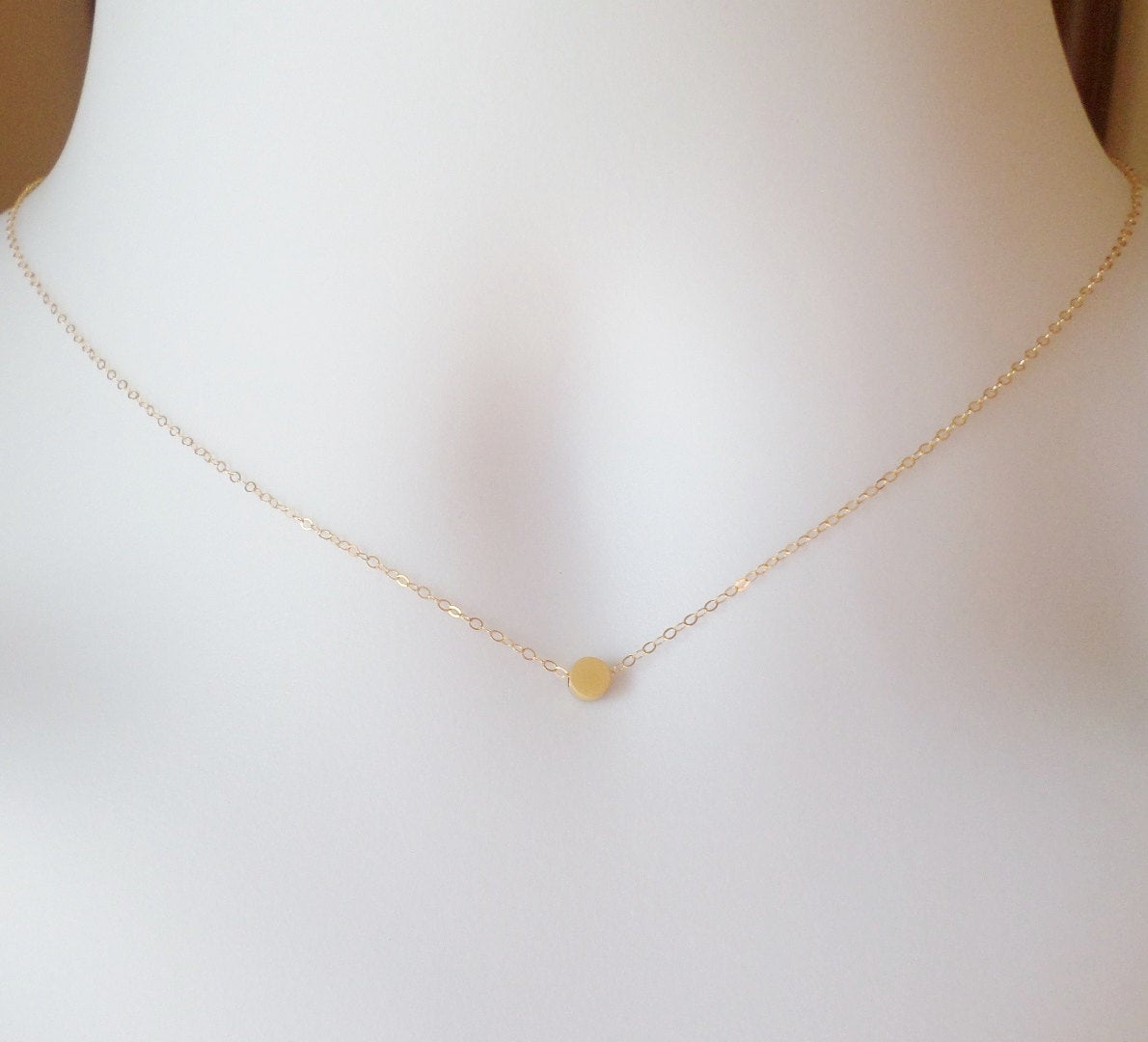 Gold Dot Necklace, Tiny Gold Dot Necklace, Gold Circle Necklace, Gold Filled Necklace, bridesmaid gifts, weddings, bridal, Christmas Gifts