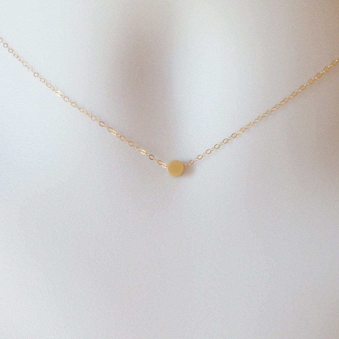 Gold Dot Necklace, Tiny Gold Dot Necklace, Gold Circle Necklace, Gold Filled Necklace, bridesmaid gifts, weddings, bridal, Christmas Gifts