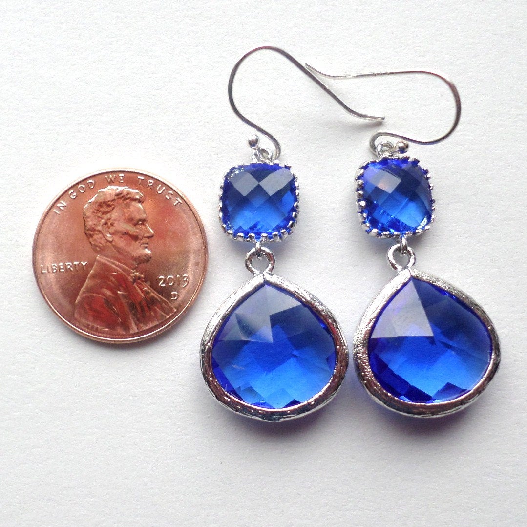 Only One Available - Cobalt Blue and Silver earrings - Silver Earrings - Birthday Gift - Christmas Gift