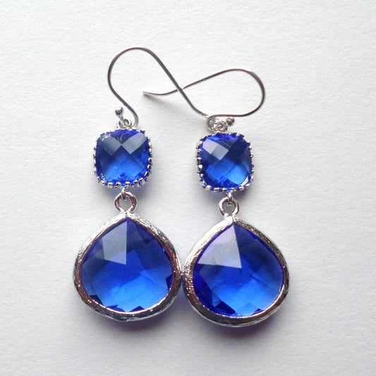 Only One Available - Cobalt Blue and Silver earrings - Silver Earrings - Birthday Gift - Christmas Gift