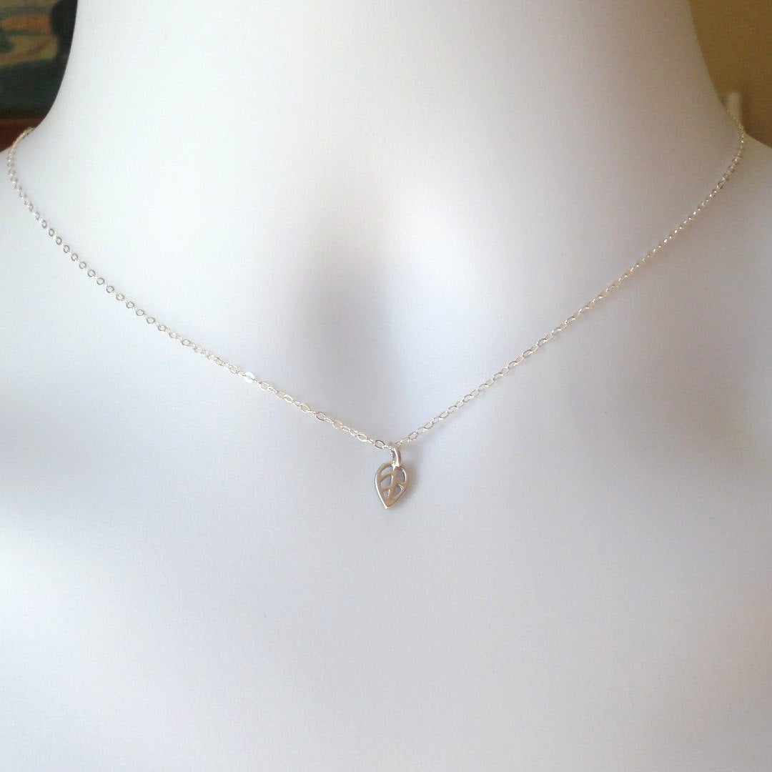 Tiny Leaf Necklace - Sterling Silver Leaf Necklace - Sterling Silver Necklace - Leafy Necklace - Fall Jewelry - Christmas Gift