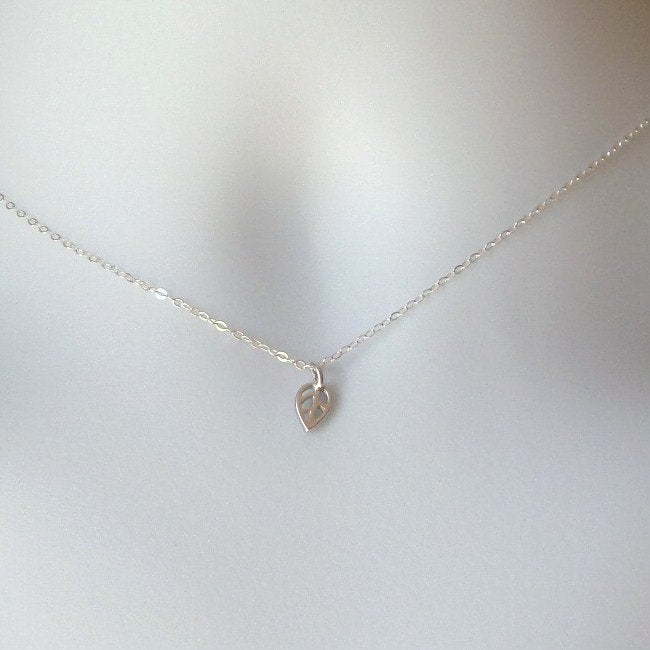 Tiny Leaf Necklace - Sterling Silver Leaf Necklace - Sterling Silver Necklace - Leafy Necklace - Fall Jewelry - Christmas Gift