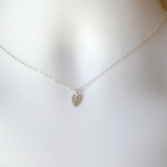 Tiny Leaf Necklace - Sterling Silver Leaf Necklace - Sterling Silver Necklace - Leafy Necklace - Fall Jewelry - Christmas Gift