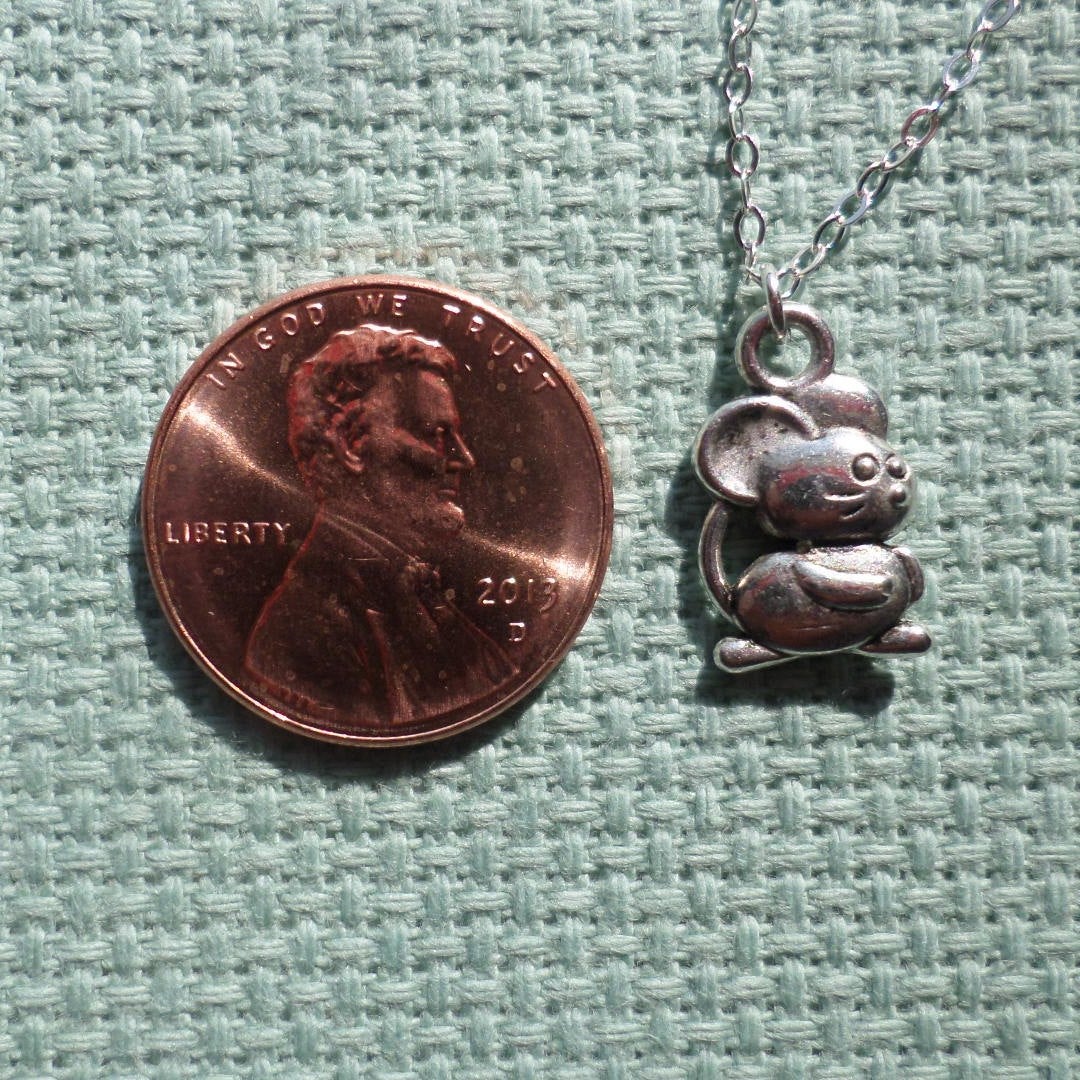 Silver Mouse Necklace - Sterling Silver Mouse Necklace - Charm Necklace - Animal Jewelry - Christms Gift - Birthday Gift