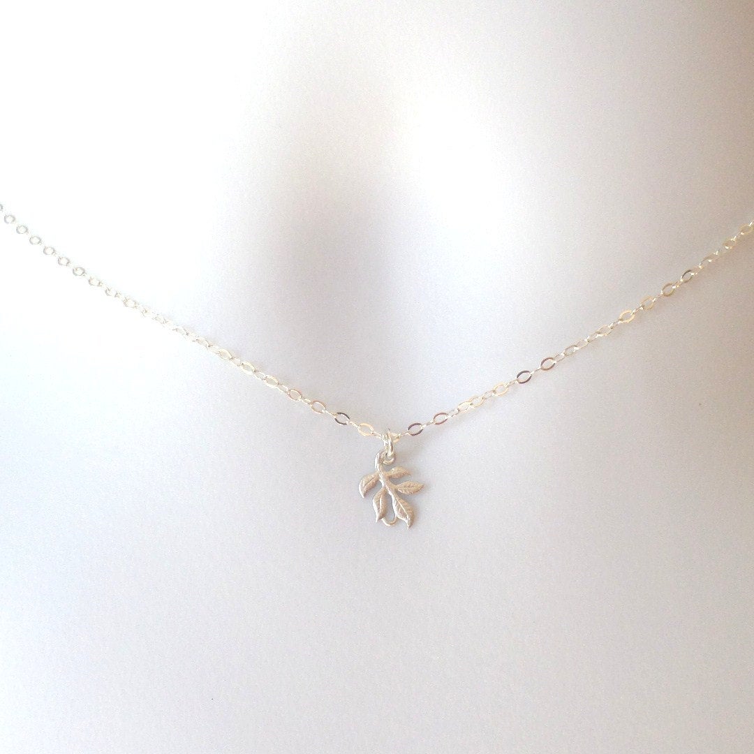 Leaf Necklace - Tiny Silver Leaf Necklace - Sterling Silver Necklace - Leafy Necklace - Fall Jewelry - Tiny Necklace - Christmas Gift