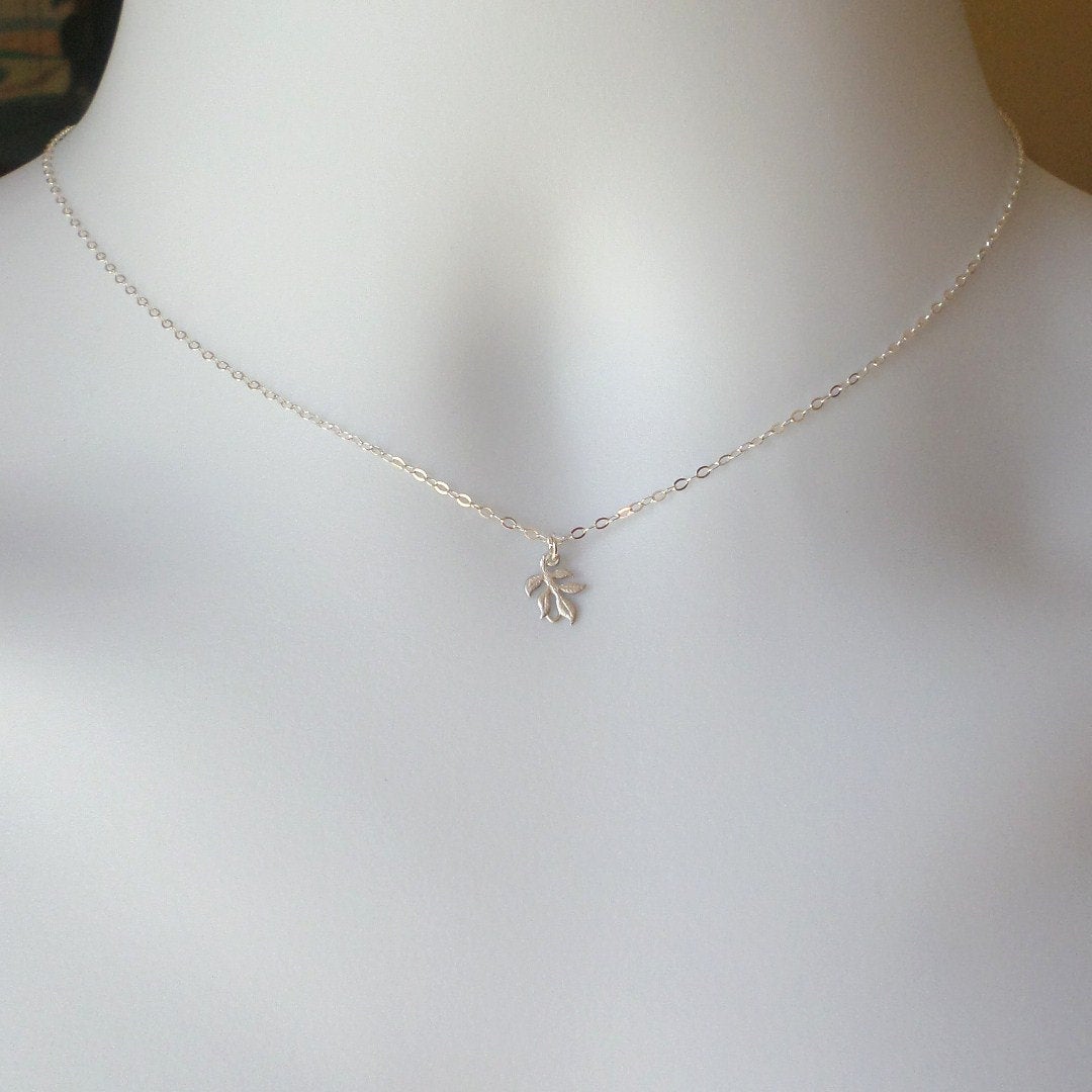 Leaf Necklace - Tiny Silver Leaf Necklace - Sterling Silver Necklace - Leafy Necklace - Fall Jewelry - Tiny Necklace - Christmas Gift