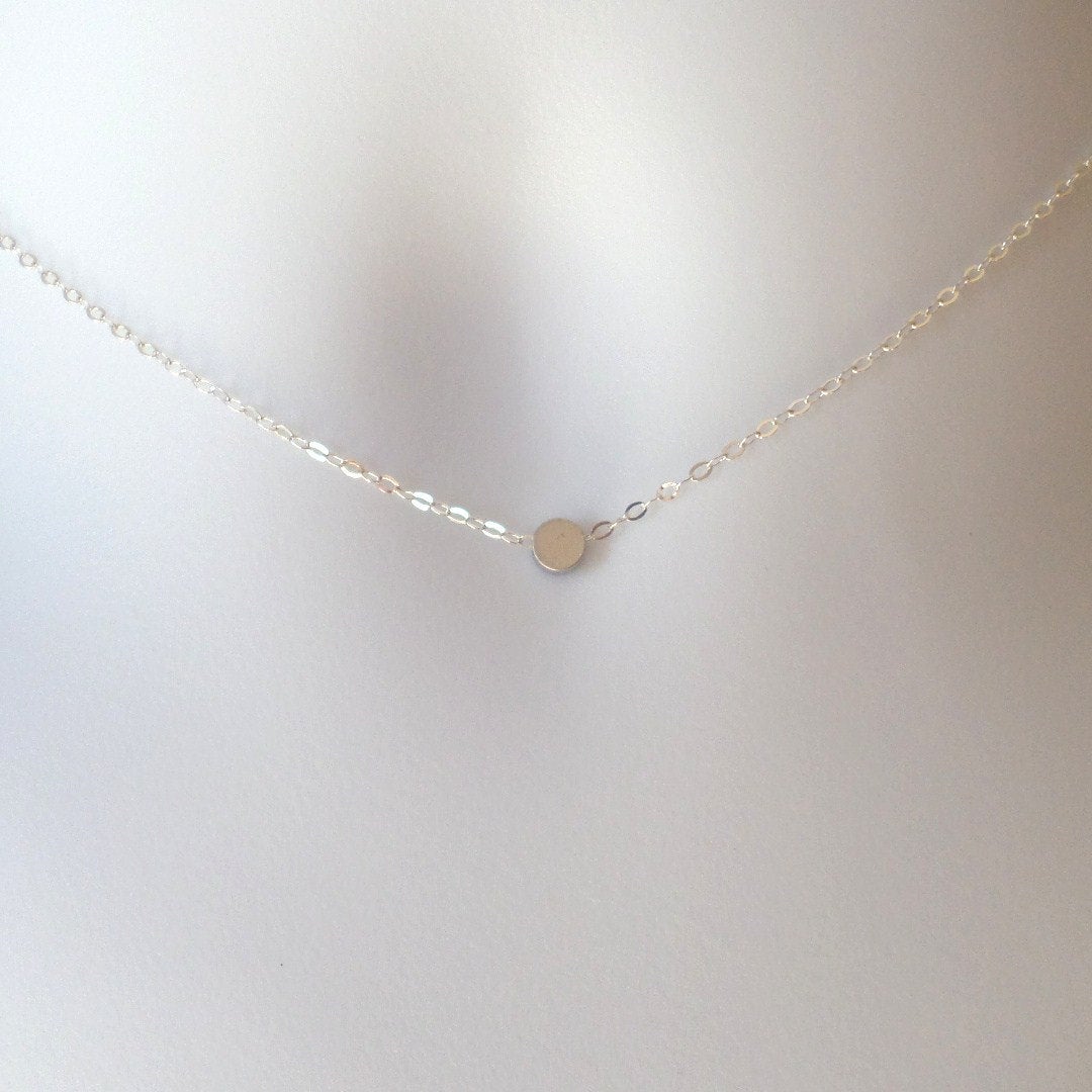 Tiny Silver Dot Necklace - Silver Circle Necklace - Sterling Silver Necklace - Tiny Necklace - Christmas Gift